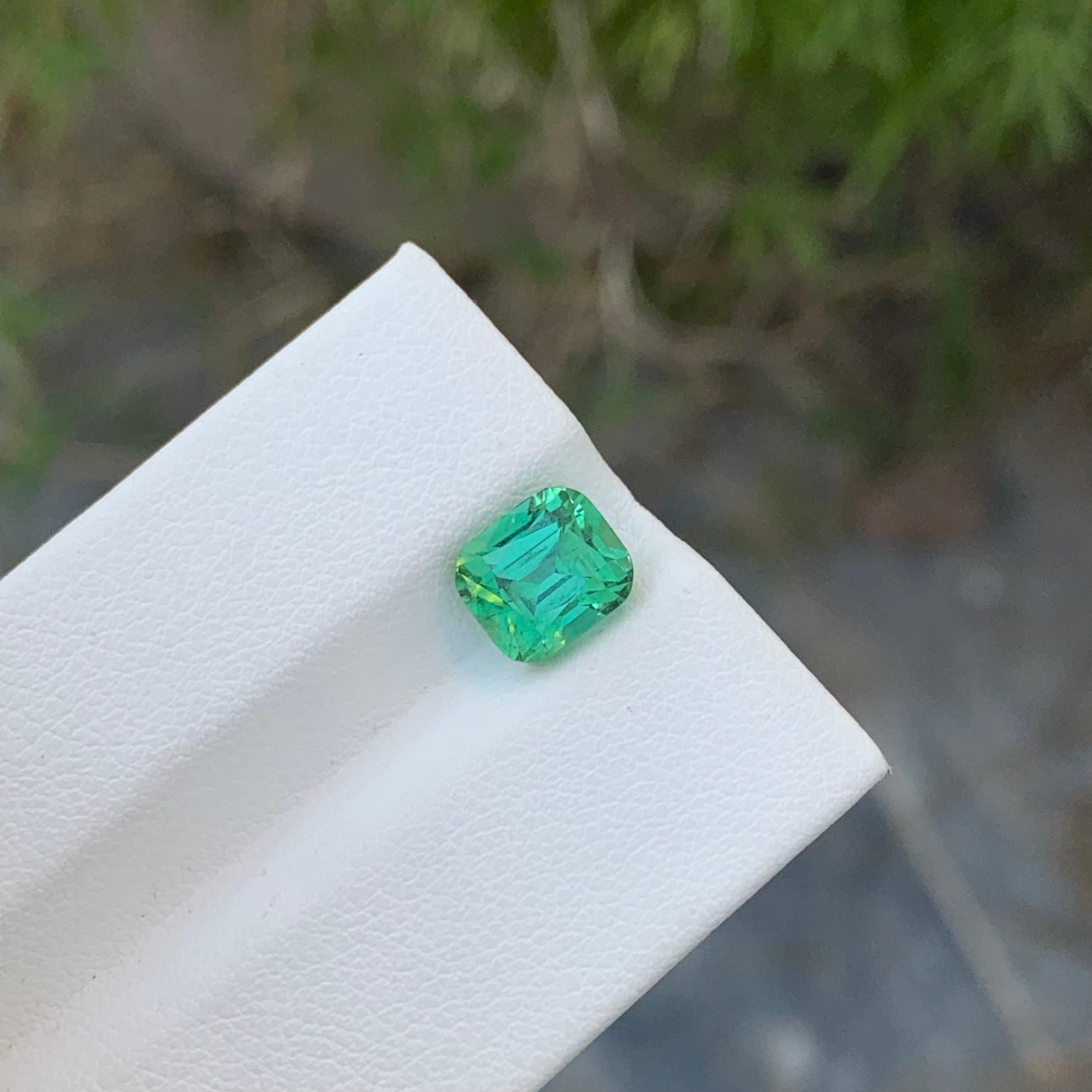 2.50 Carat Natural Loose Mint Green Tourmaline Cushion Shape Gem For Ring  For Sale 2