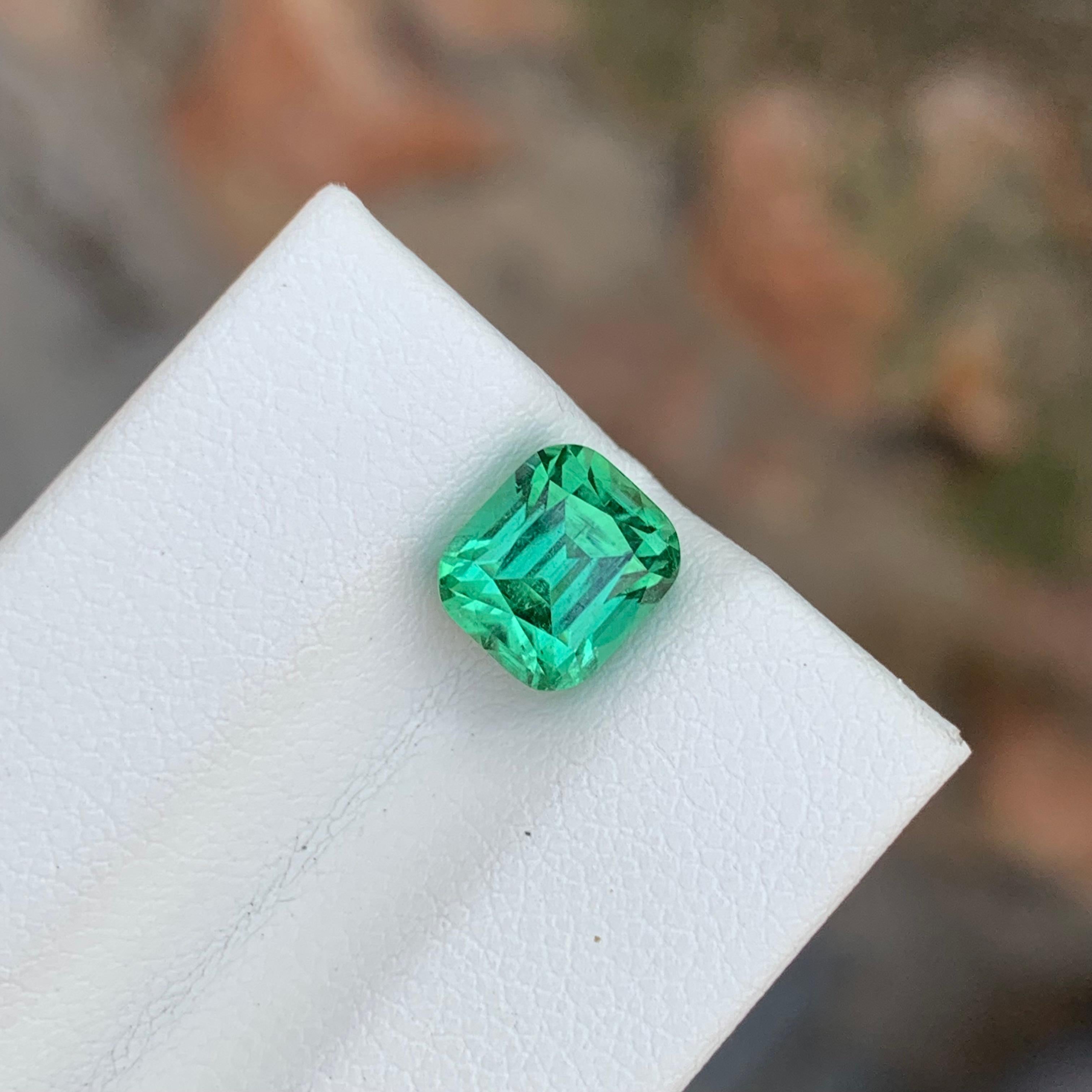 2.50 Carat Natural Loose Mint Green Tourmaline Cushion Shape Gemstone For Sale 4