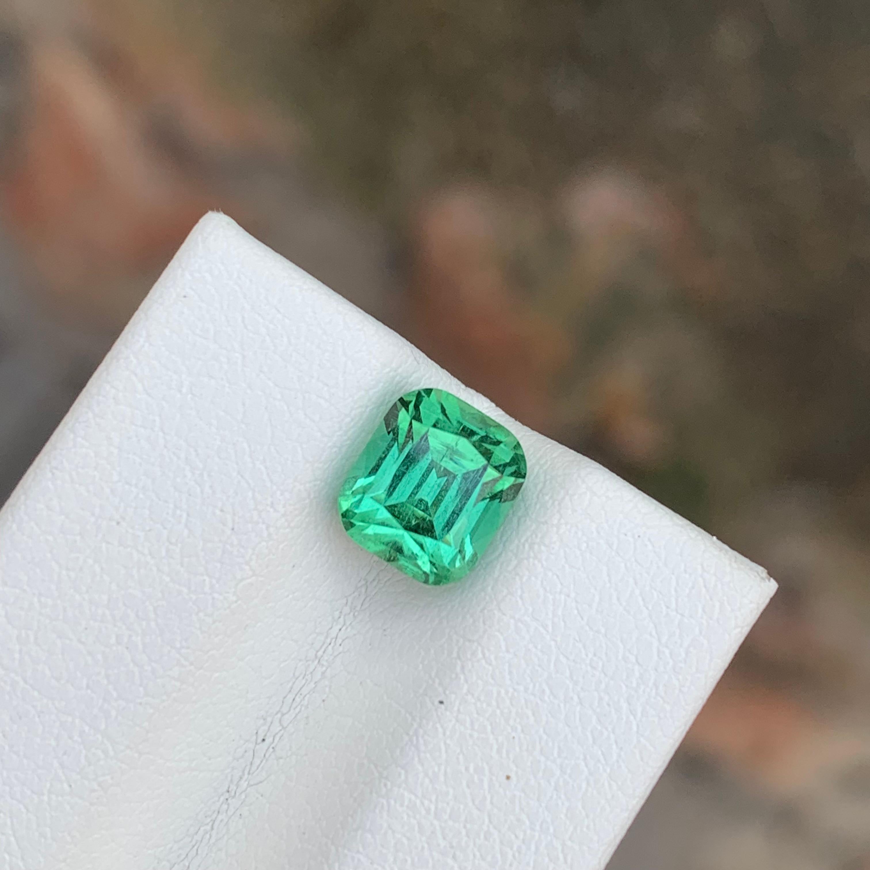 2.50 Carat Natural Loose Mint Green Tourmaline Cushion Shape Gemstone For Sale 5