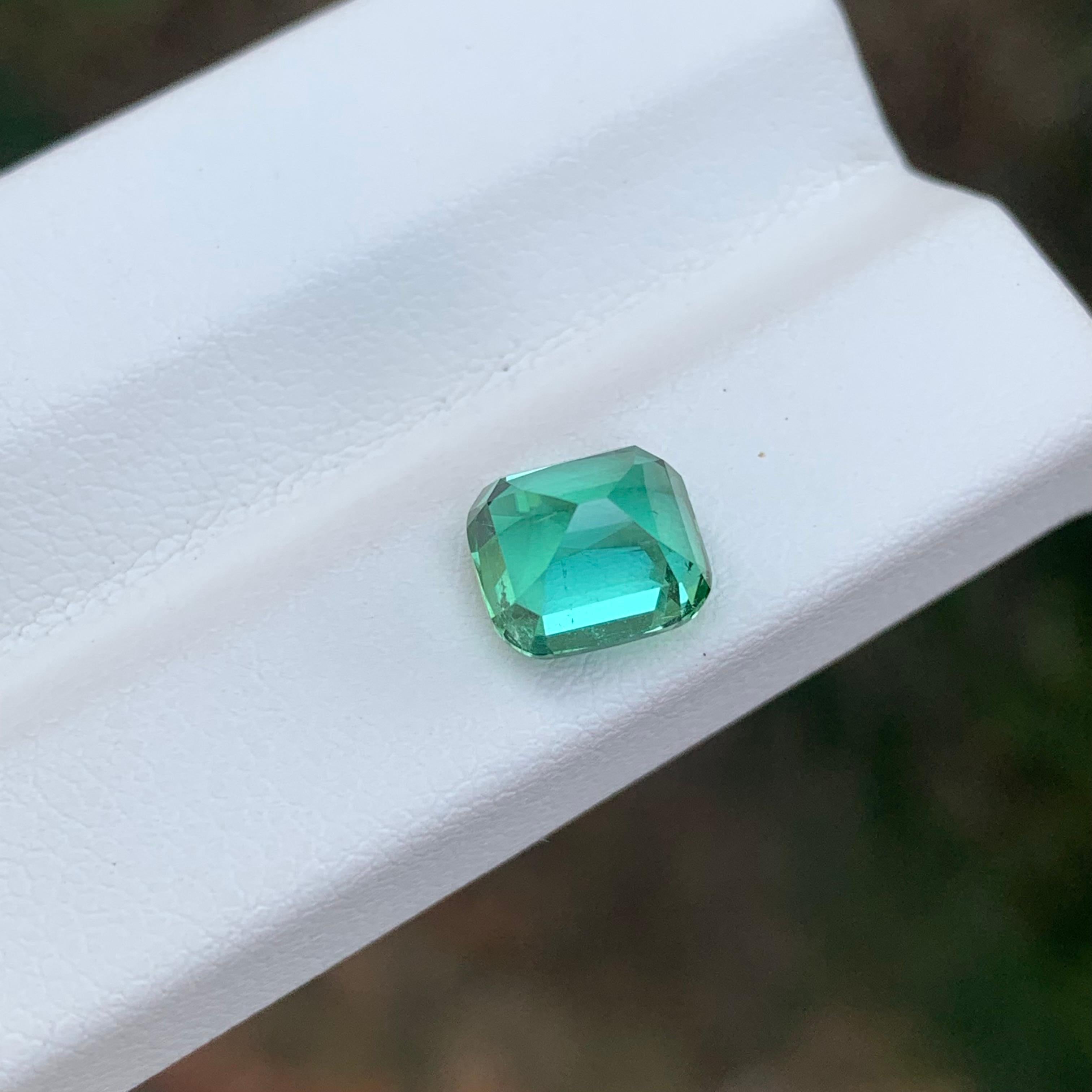 Women's or Men's 2.50 Carat Natural Loose Mint Green Tourmaline Cushion Shape Gemstone For Sale