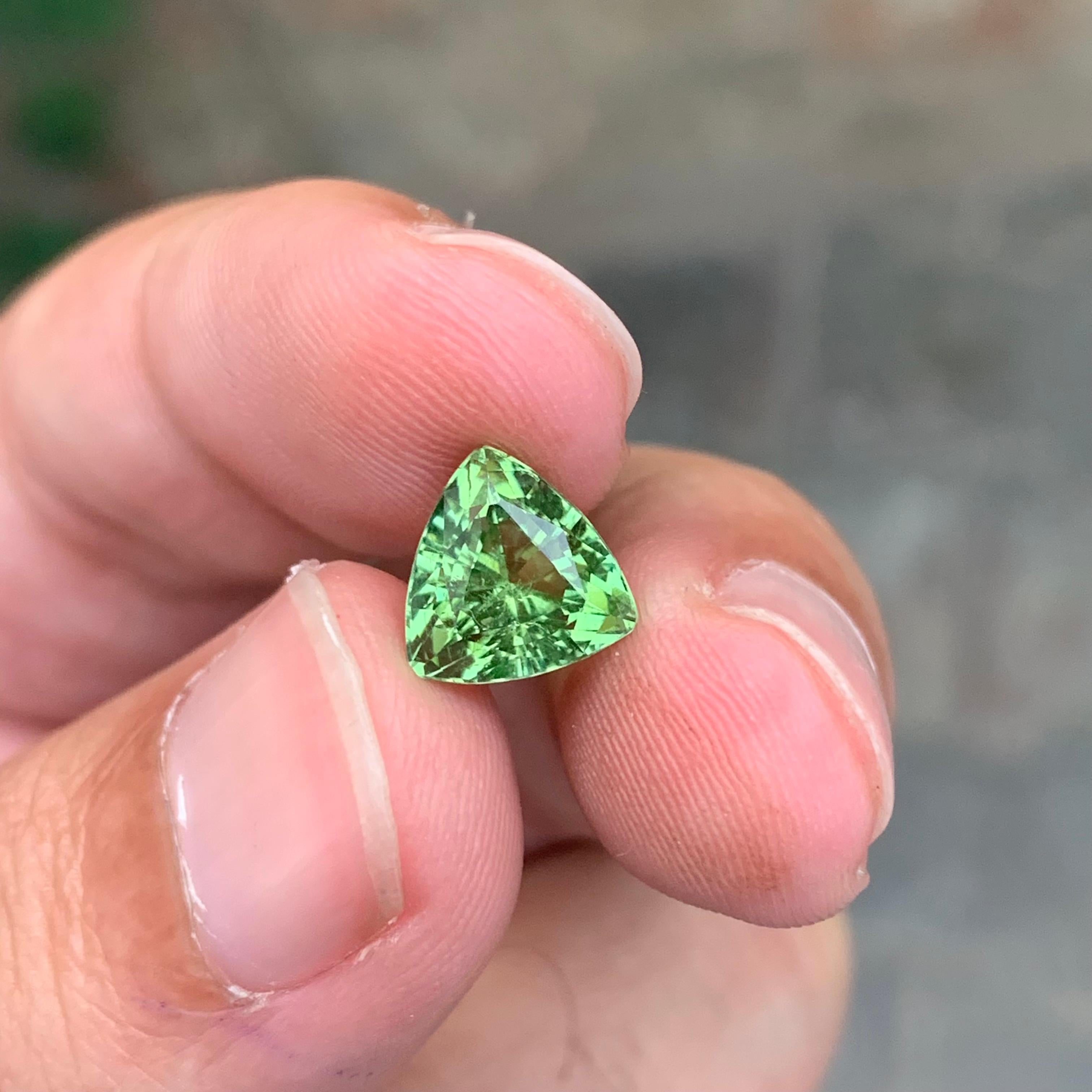Gema suelta de turmalina verde menta en forma de trillón de 2,50 quilates naturales en Nuevo estado para la venta en Peshawar, PK