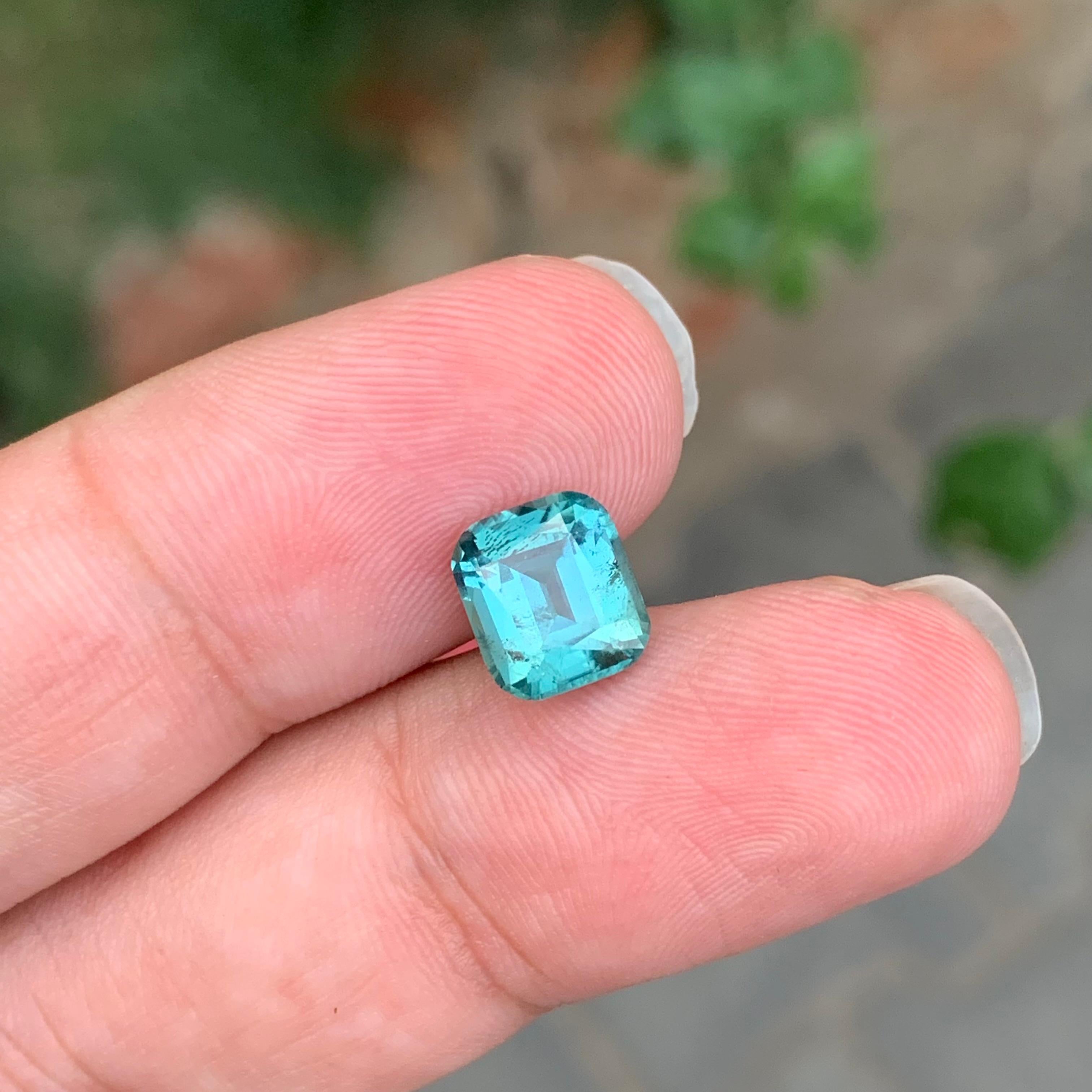Gema natural suelta de turmalina de mar de 2.50 quilates en forma de cojín en venta 5