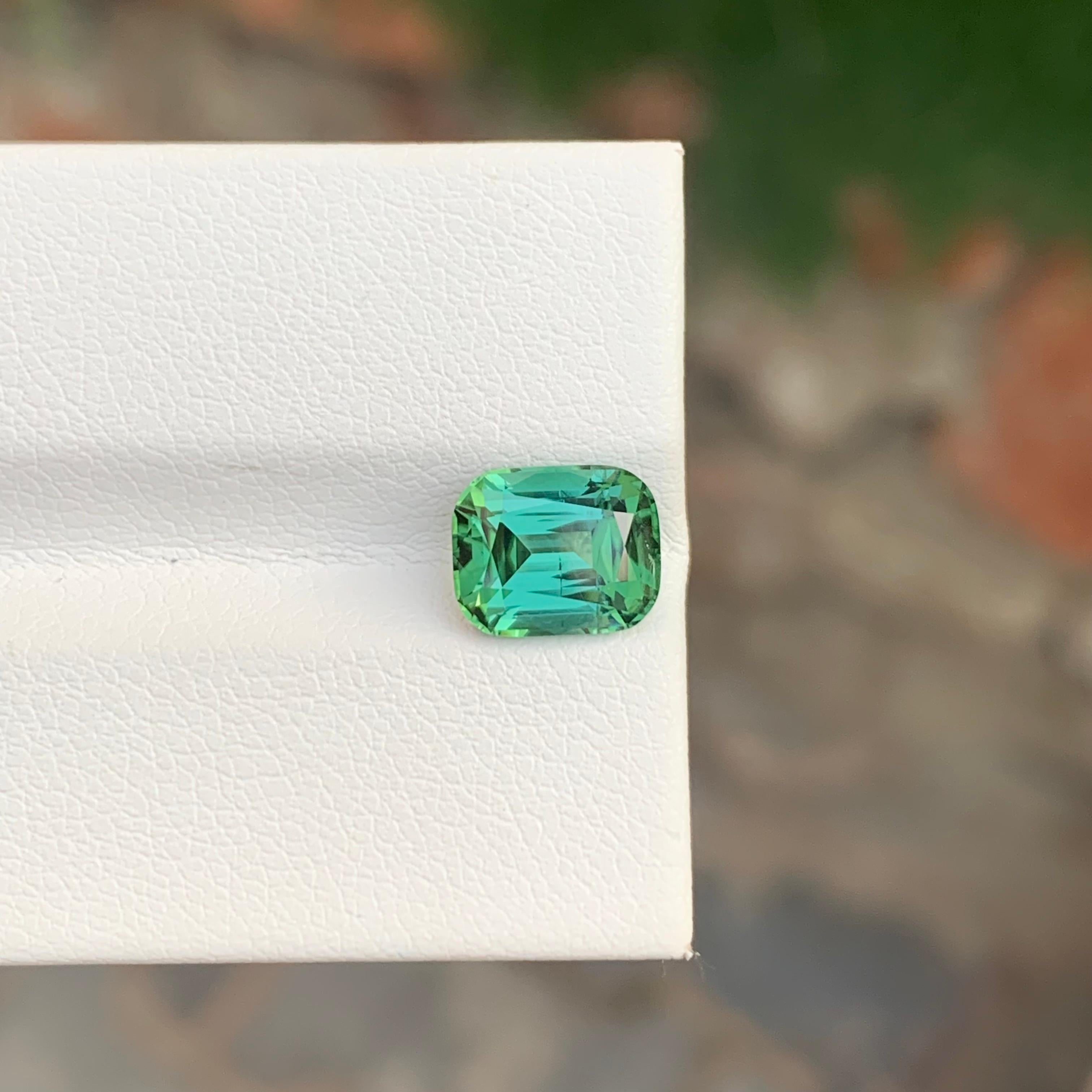Femenino o masculino Gema natural suelta de 2,50 quilates de turmalina verde azulada en forma de cojín en venta