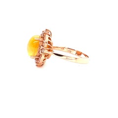 2.50 Carat Natural Opal Diamond Antique Design Yellow Gold Ring