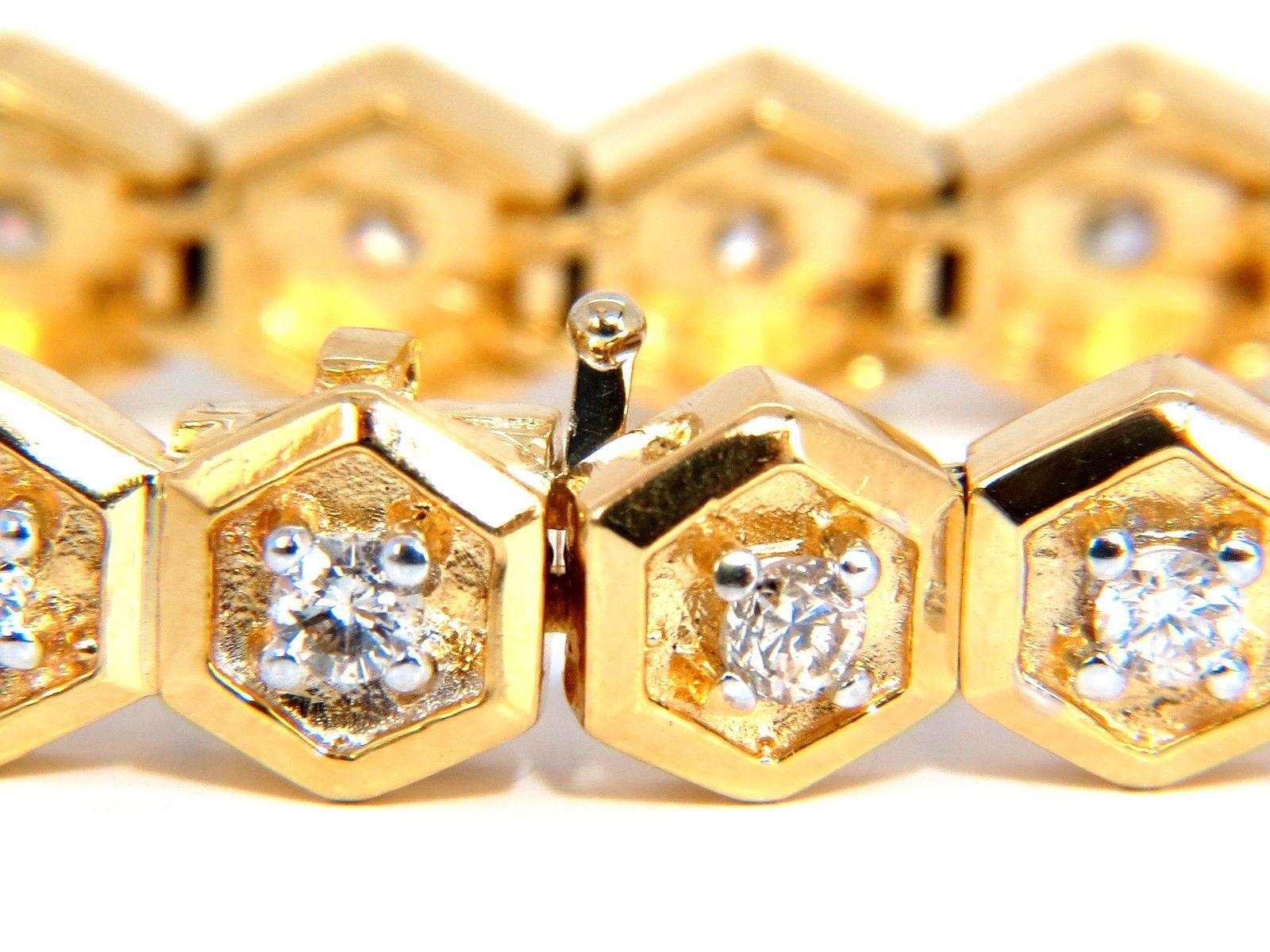 Round Cut 2.50 Carat Natural Round Diamonds Octagonal Link Tennis Bracelet 14 Karat