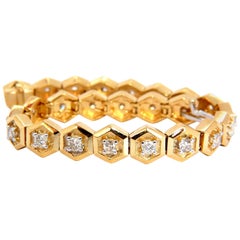 2.50 Carat Natural Round Diamonds Octagonal Link Tennis Bracelet 14 Karat