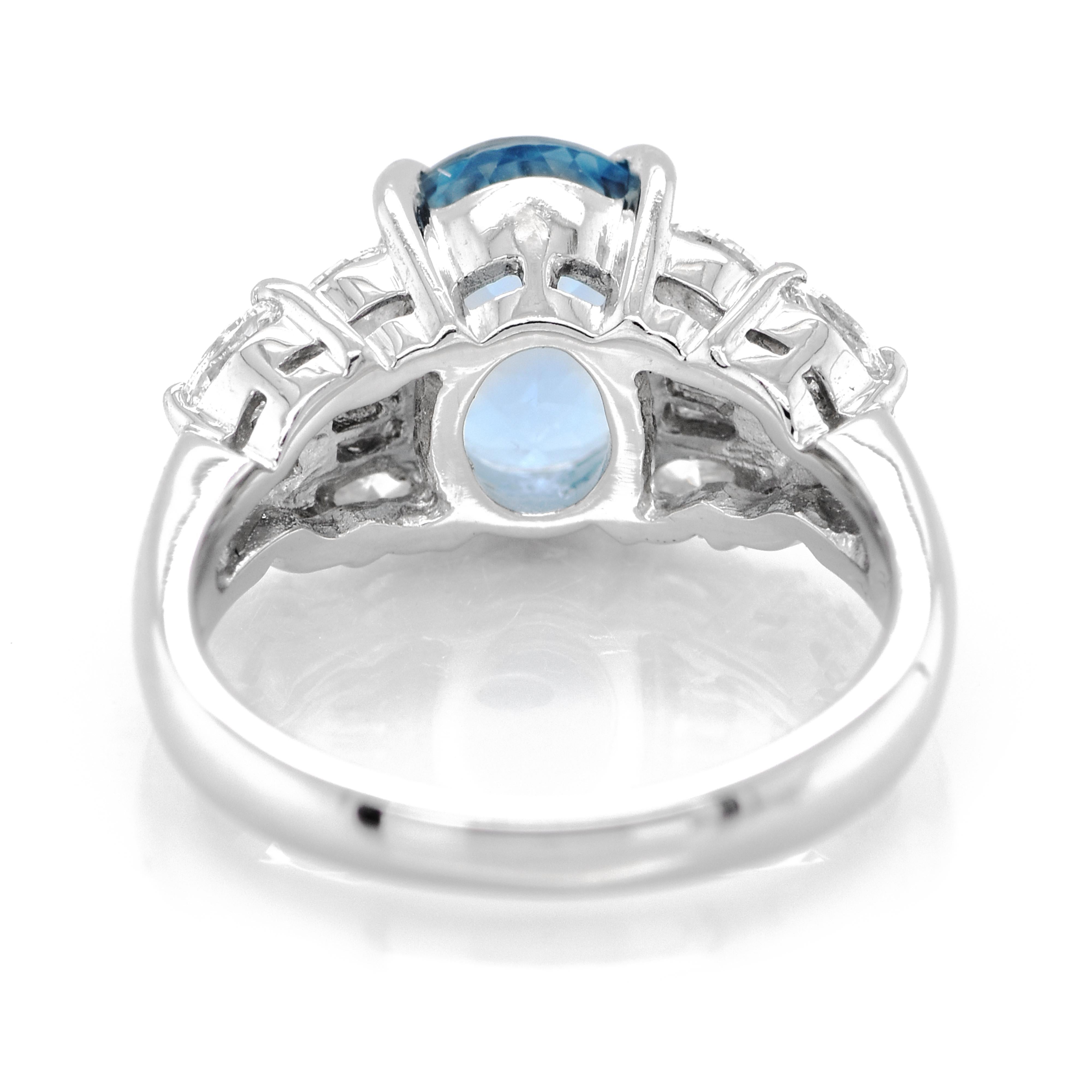 Modern 2.50 Carat Natural Santa Maria Color Aquamarine Ring Set in Platinum