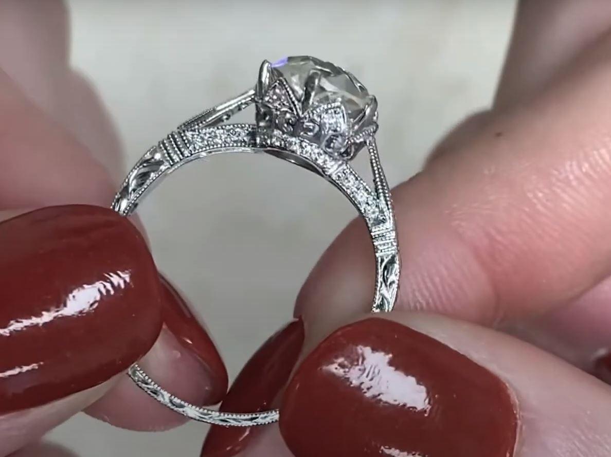 2.50 Carat Old European Cut Diamond Engagement Ring, Platinum For Sale 7
