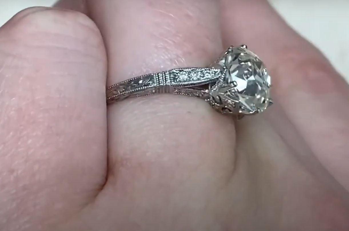 Women's 2.50 Carat Old European Cut Diamond Engagement Ring, Platinum For Sale