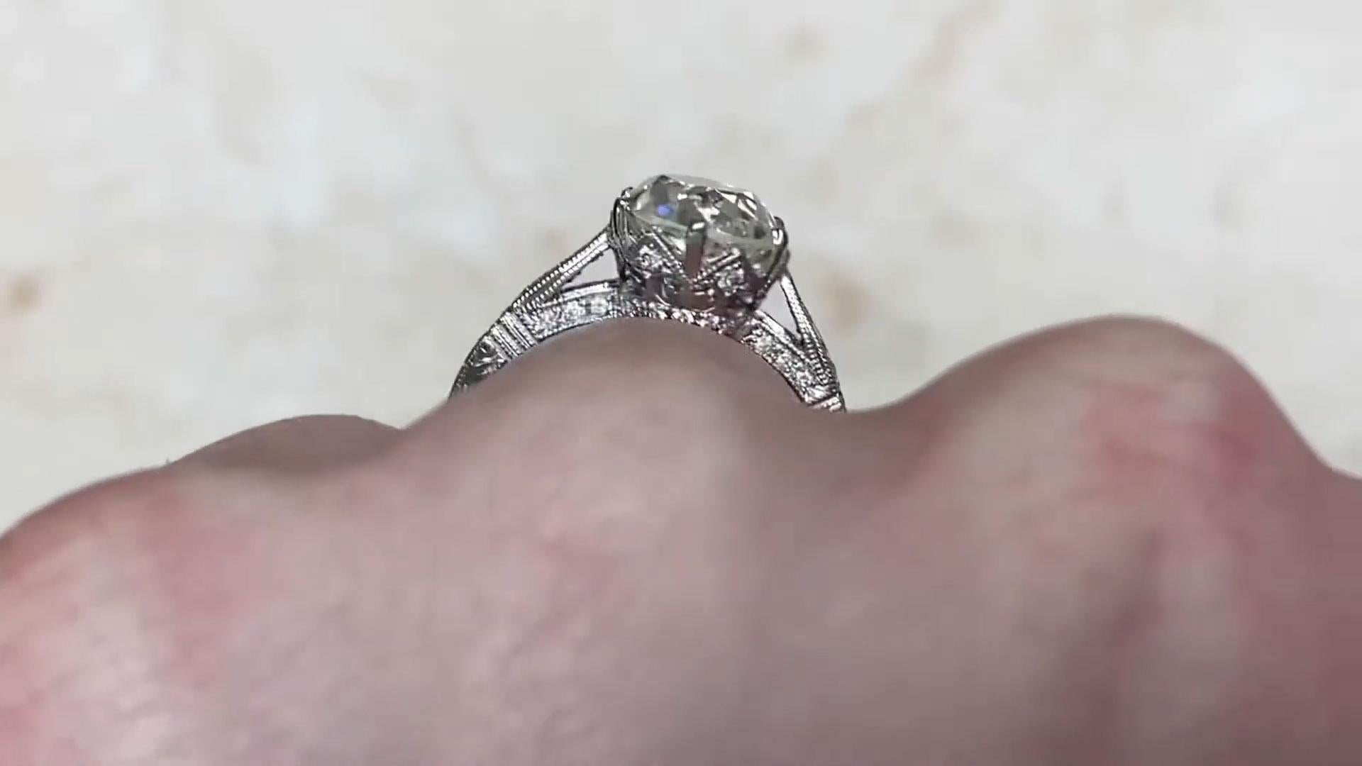 2.50 Carat Old European Cut Diamond Engagement Ring, Platinum 1