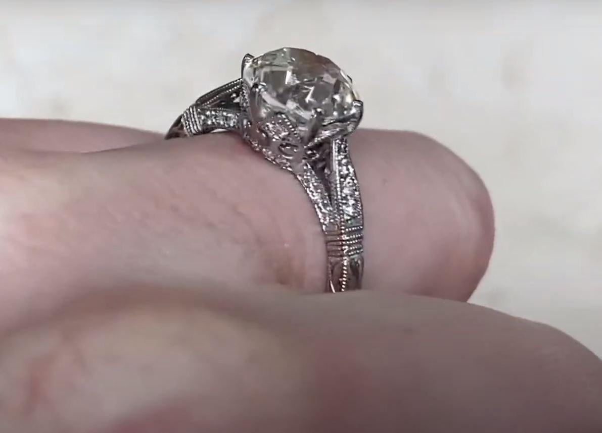 2.50 Carat Old European Cut Diamond Engagement Ring, Platinum For Sale 1