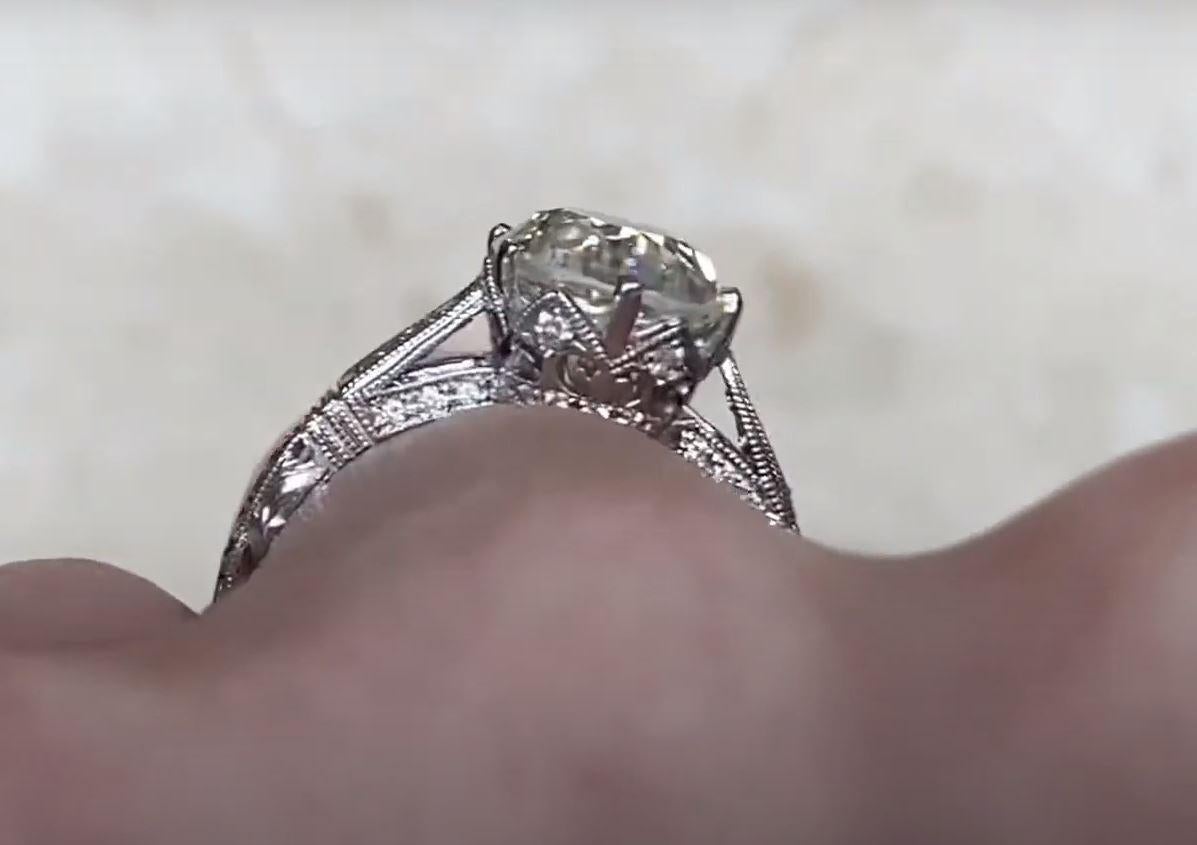 2.50 Carat Old European Cut Diamond Engagement Ring, Platinum For Sale 2