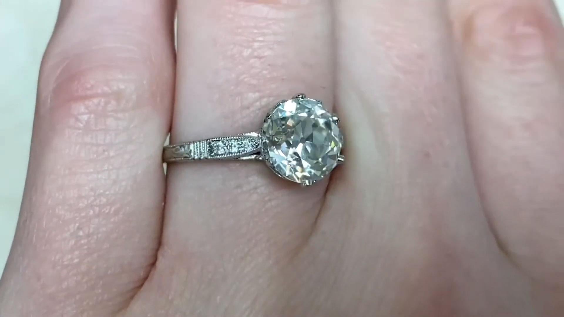 2.50 Carat Old European Cut Diamond Engagement Ring, Platinum 3