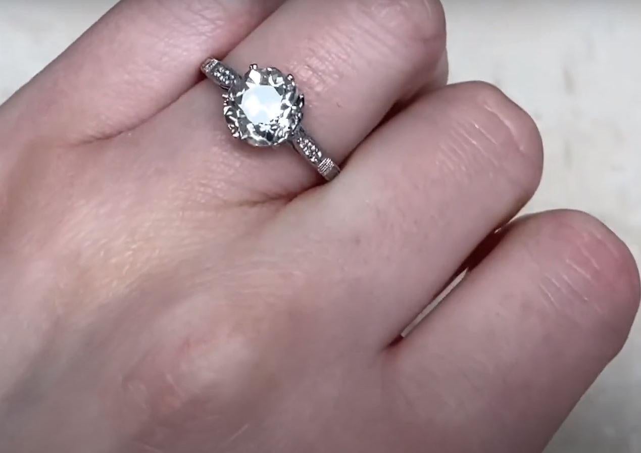2.50 Carat Old European Cut Diamond Engagement Ring, Platinum For Sale 3