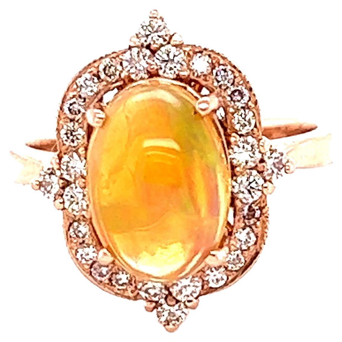 2.50 Carat Opal Diamond Yellow Gold Ring