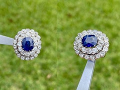 2.50 Carat Oval Cut Burma Sapphire and Diamond Victorian Era Platinum Ring