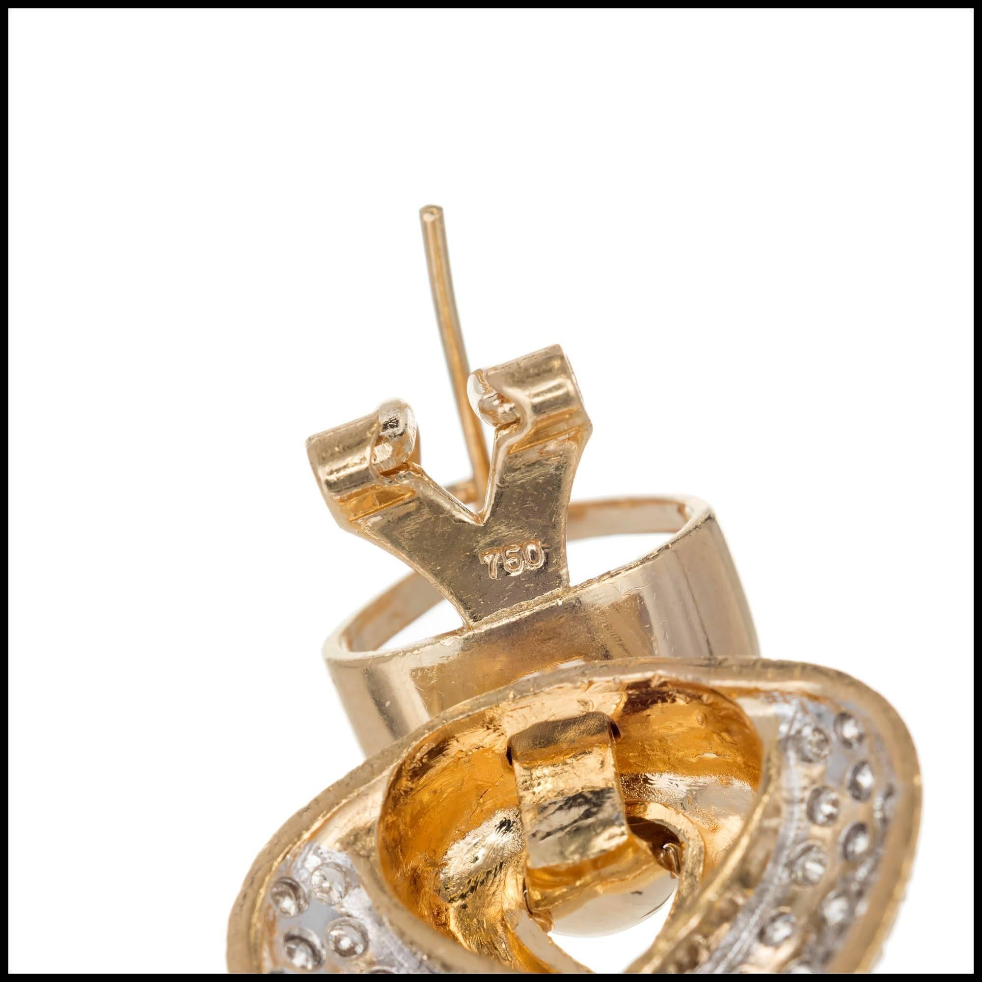 Women's 2.50 Carat Pave Diamond Two-Tone Gold Shield Shape Dangle Earrings