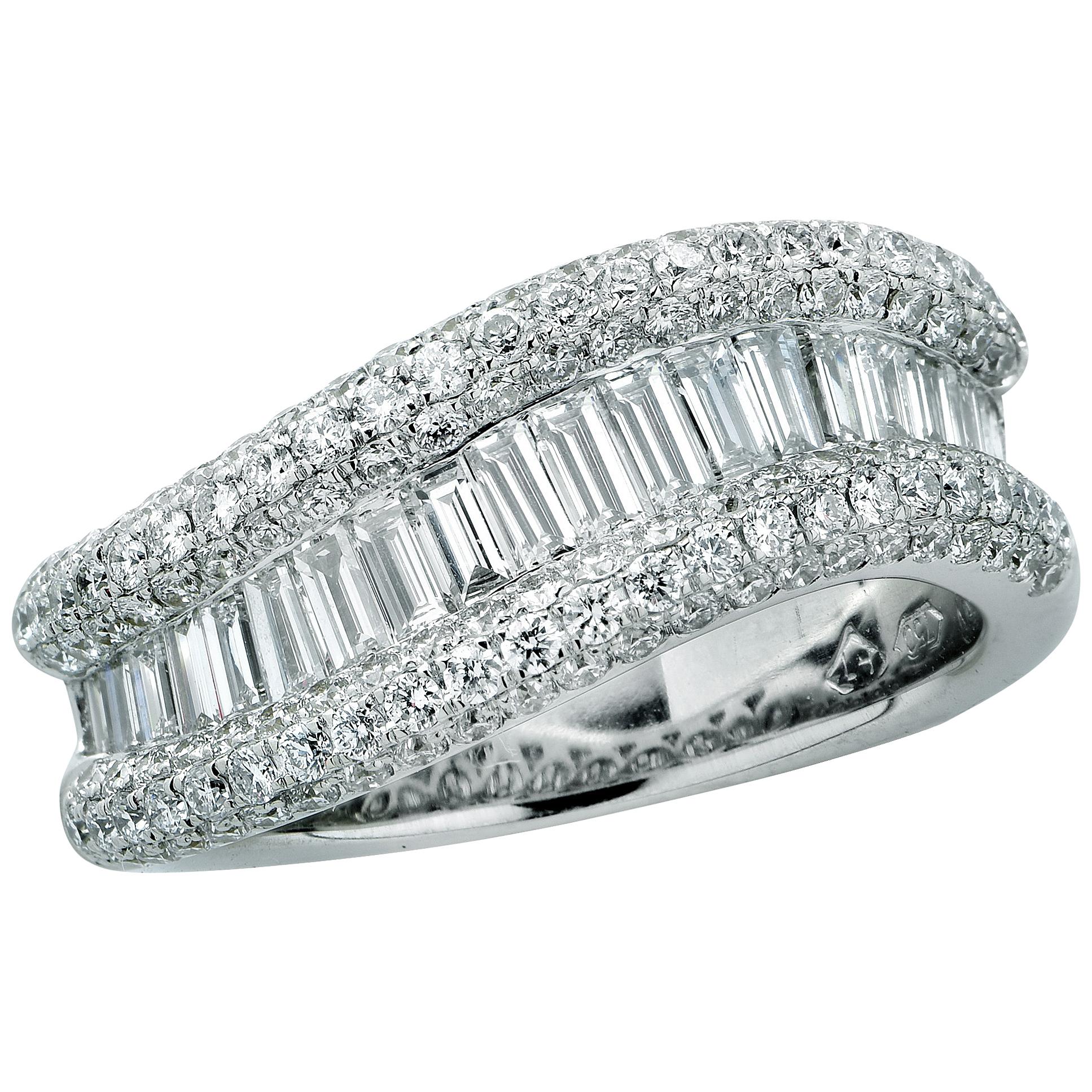 2.50 Carat Pave Round and Baguette Diamond Half Eternity Band
