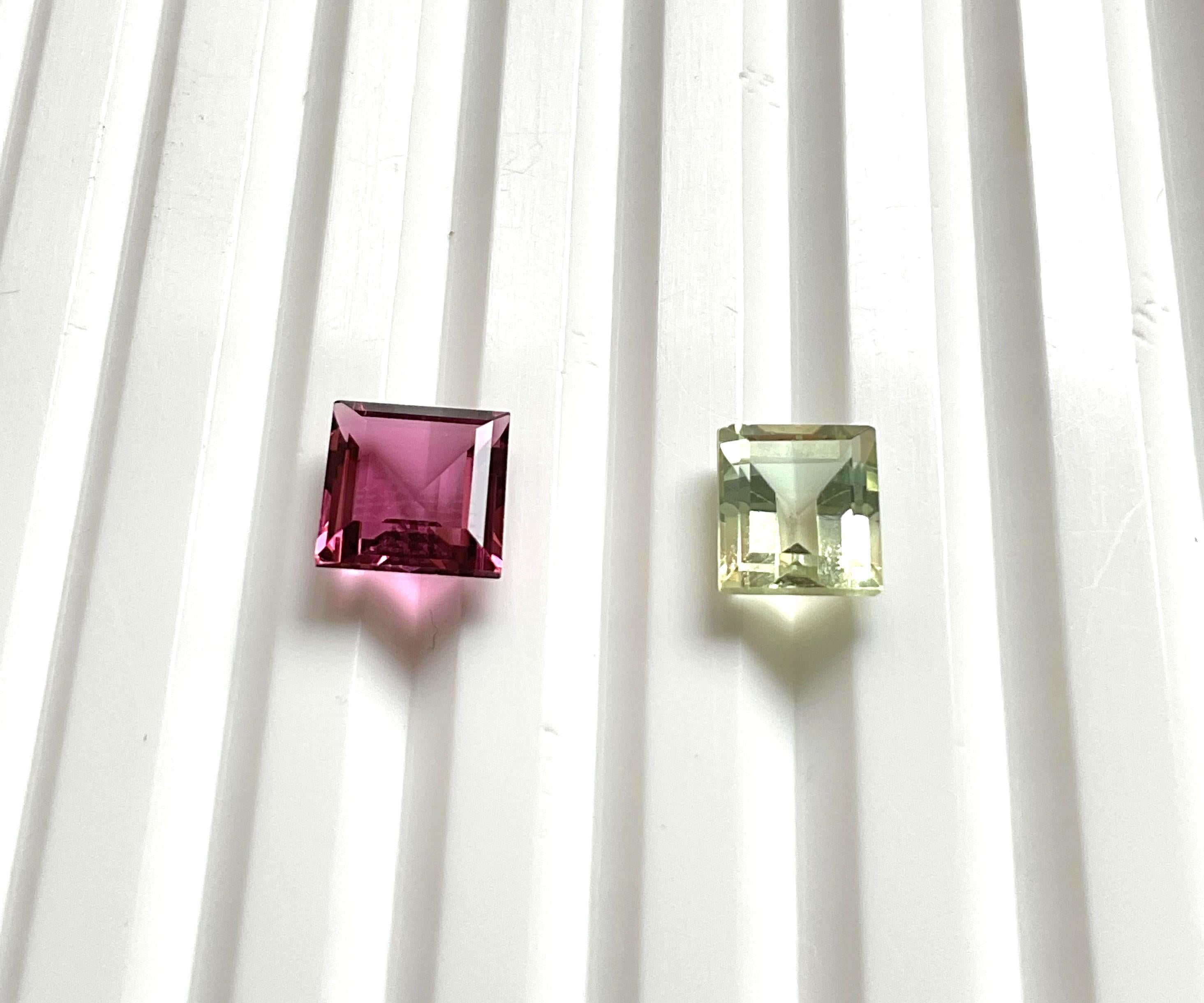 Turmalina rosa de 2.50 quilates talla cuadrada facetada Piedra natural de primera calidad en venta 1