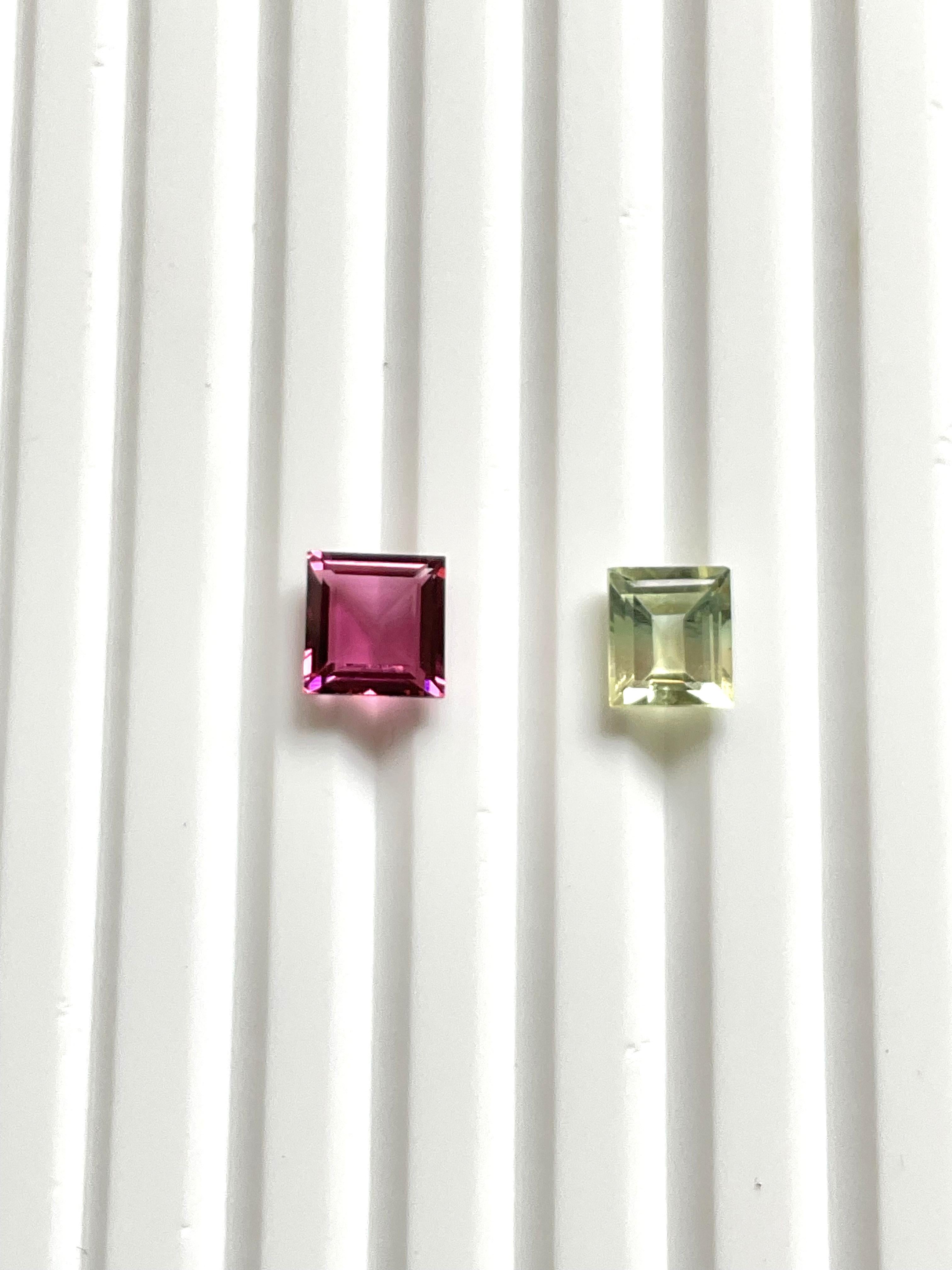 Turmalina rosa de 2.50 quilates talla cuadrada facetada Piedra natural de primera calidad en venta 2