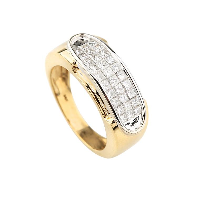 Gorgeous Plaque Diamond Ring
Features 30 Invisible Set Princess Cut Stones in Plaque Arrangement
Total Diamond Weight = 2.50 ct
Average Color = G
Average Clarity = VS
Size 7
Width of Plaque = 9 m
Width of Band at Back = 3
Total Mass = 7.1 grams