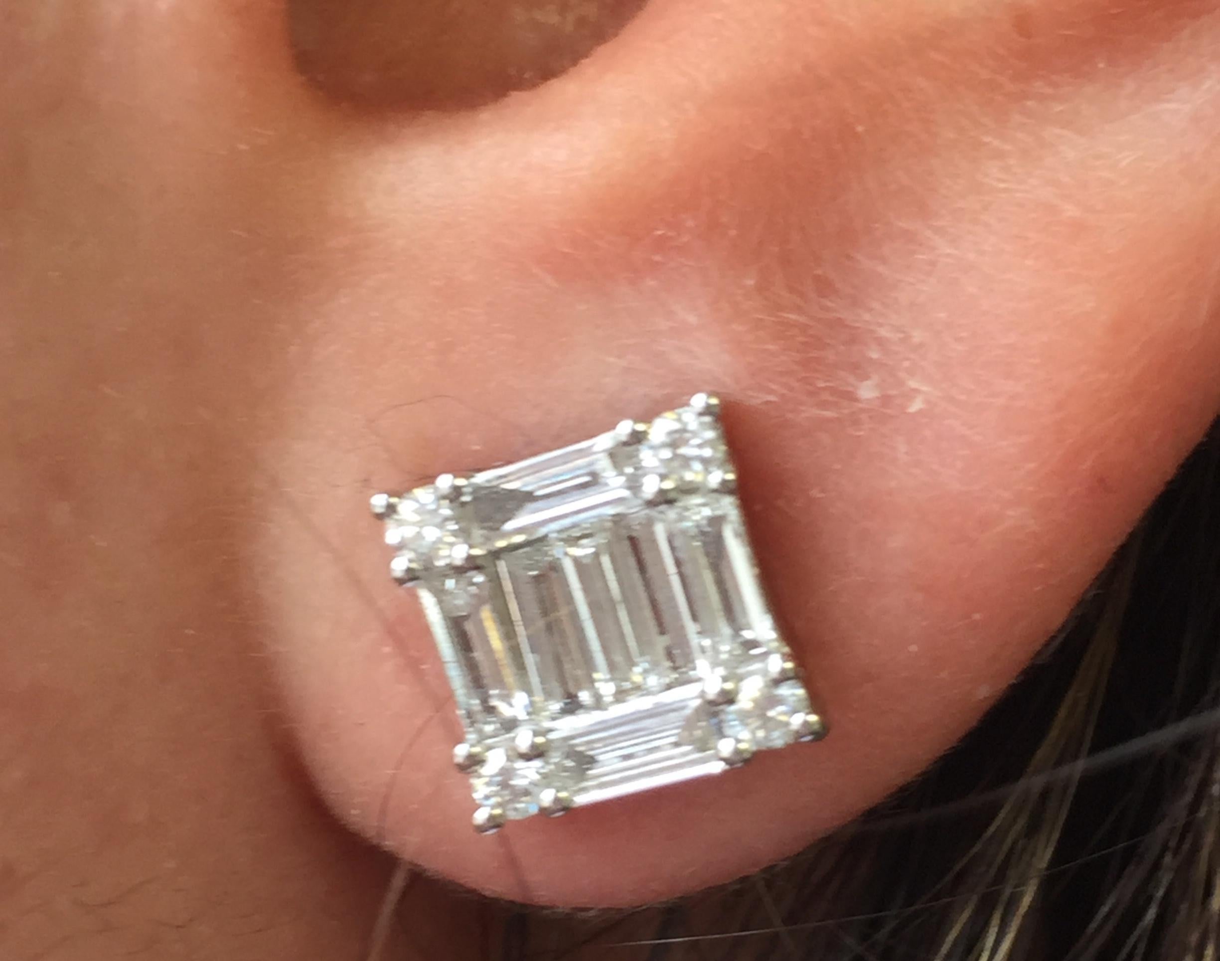2,50 Karat Prinzessin-Diamant-Ohrringe (Moderne) im Angebot