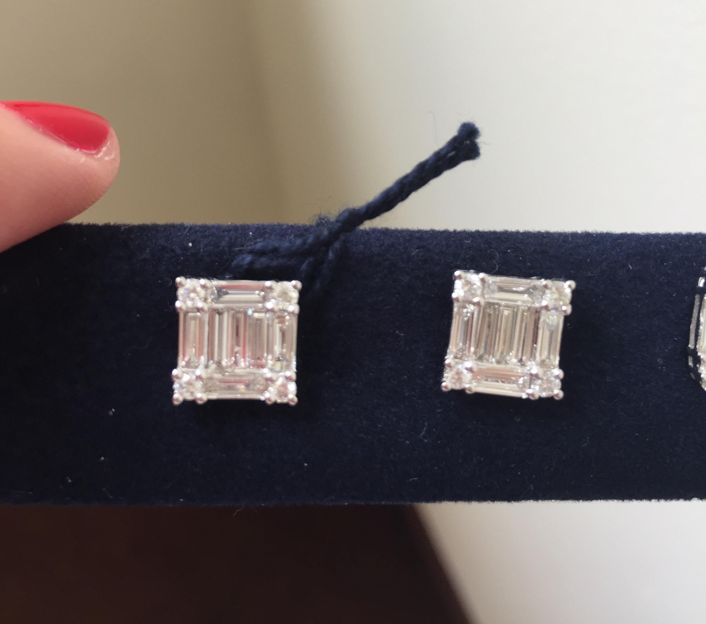 2,50 Karat Prinzessin-Diamant-Ohrringe (Baguetteschliff) im Angebot