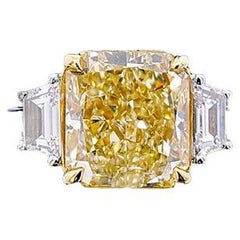 2,50 Karat Radiant Cut Fancy Yellow Diamond Verlobungsring 18K Gold GIA Bericht