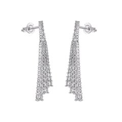 Pendientes de gota de diamante brillante redondo de 2,50 quilates en oro blanco de 14 quilates