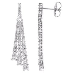 Pendientes de gota de diamante brillante redondo de 2,50 quilates en oro blanco de 14 quilates