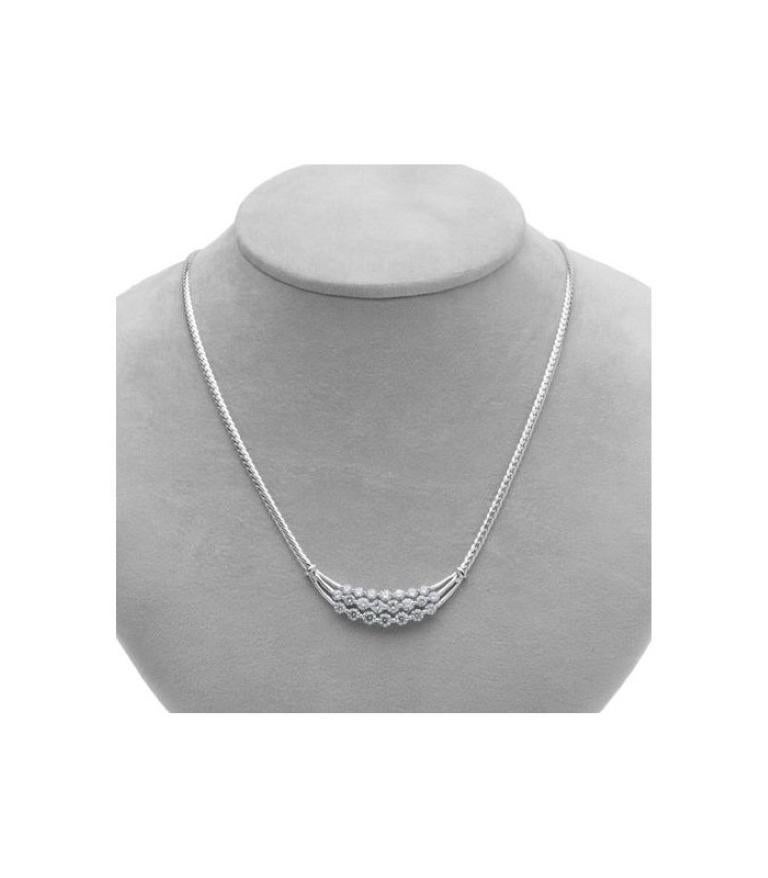A stunning 2.50 Carat Sapphire and Diamond Necklace featured in an exclusive 18 Karat White Gold Amoro setting. This precious piece features twenty-two round brilliant genuine Diamonds weighing a total of approximately 2.50 Carats. A one of a kind