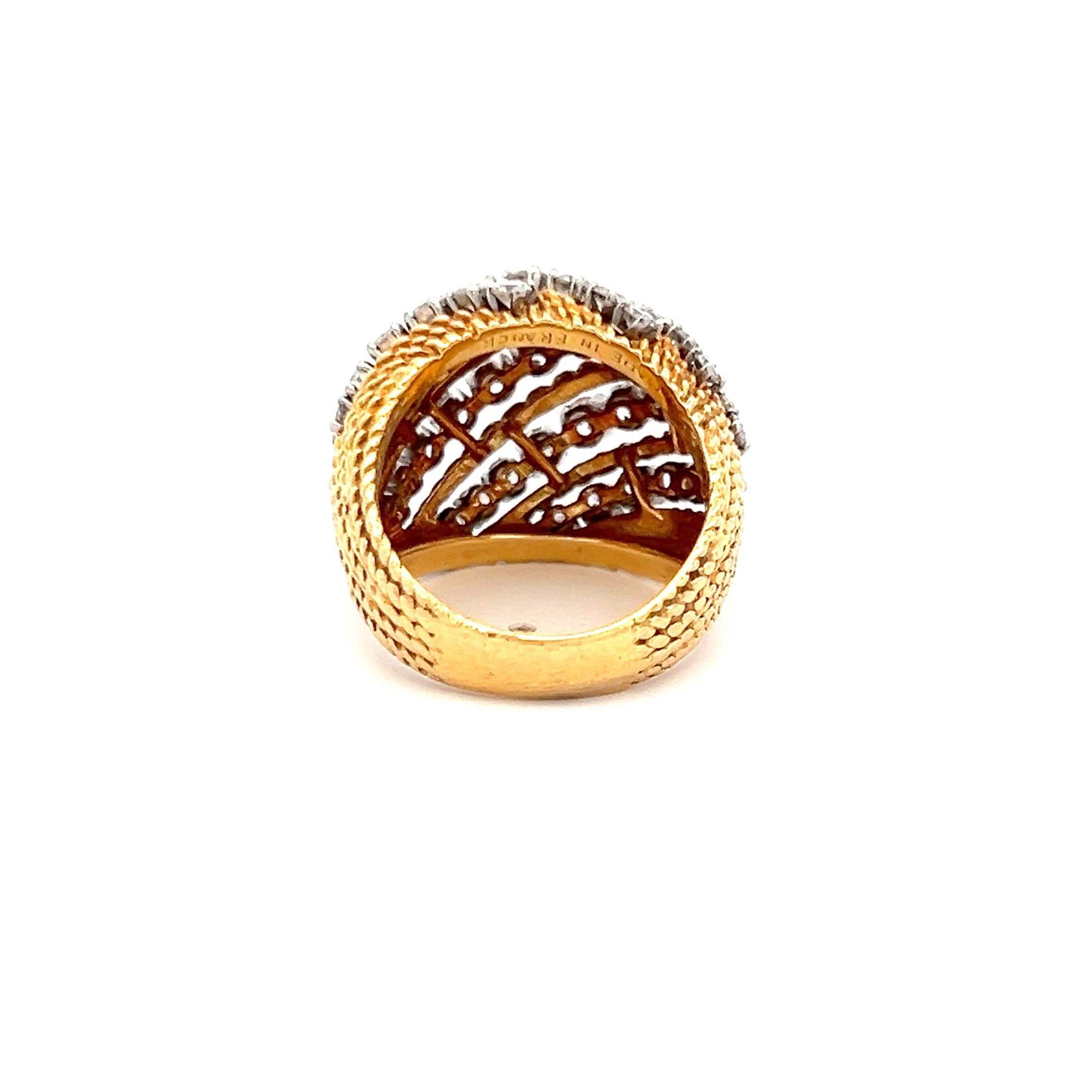 Taille brillant Bague cocktail en or jaune 18 carats avec diamants ronds brillants I VS de 2,50 carats en vente