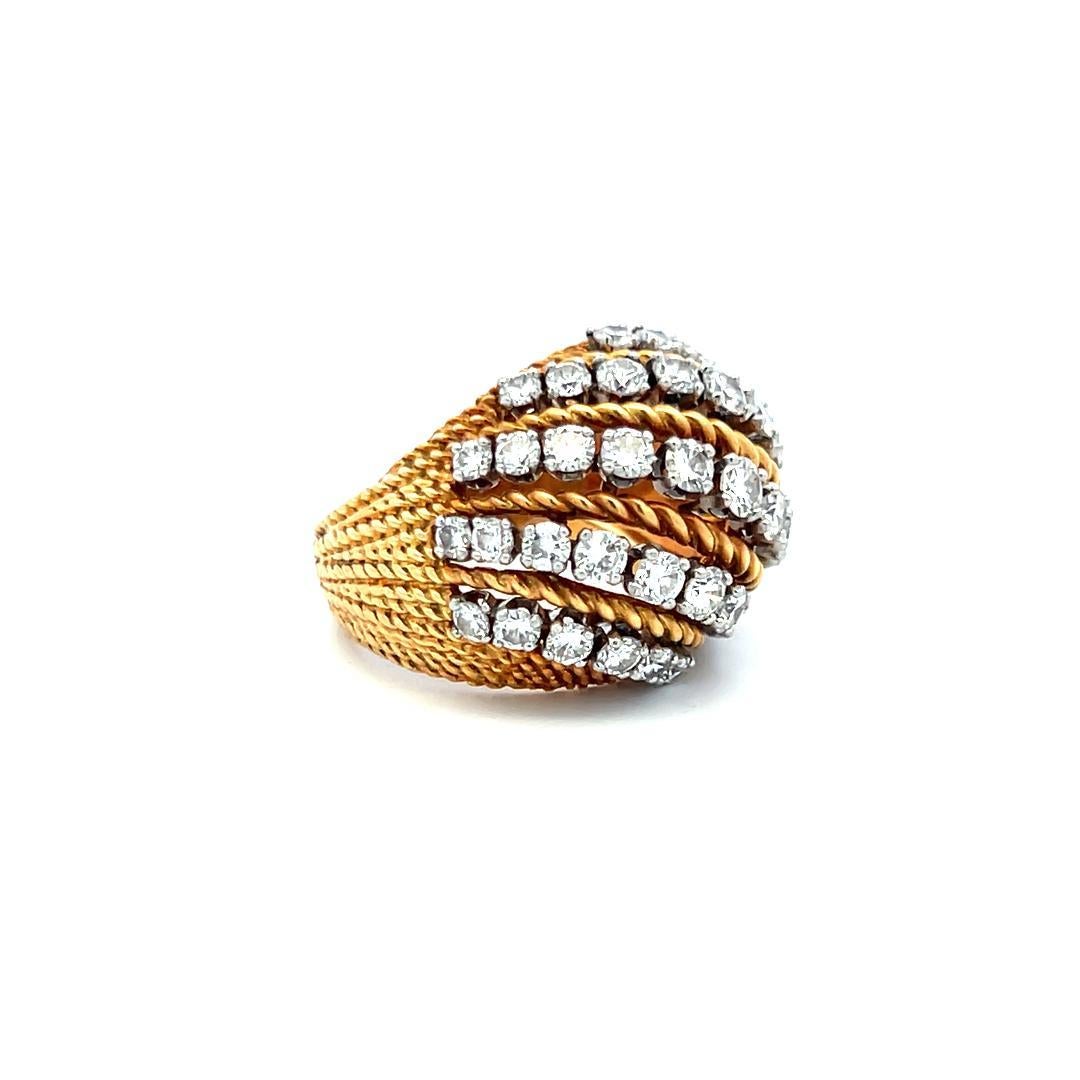 Bague cocktail en or jaune 18 carats avec diamants ronds brillants I VS de 2,50 carats