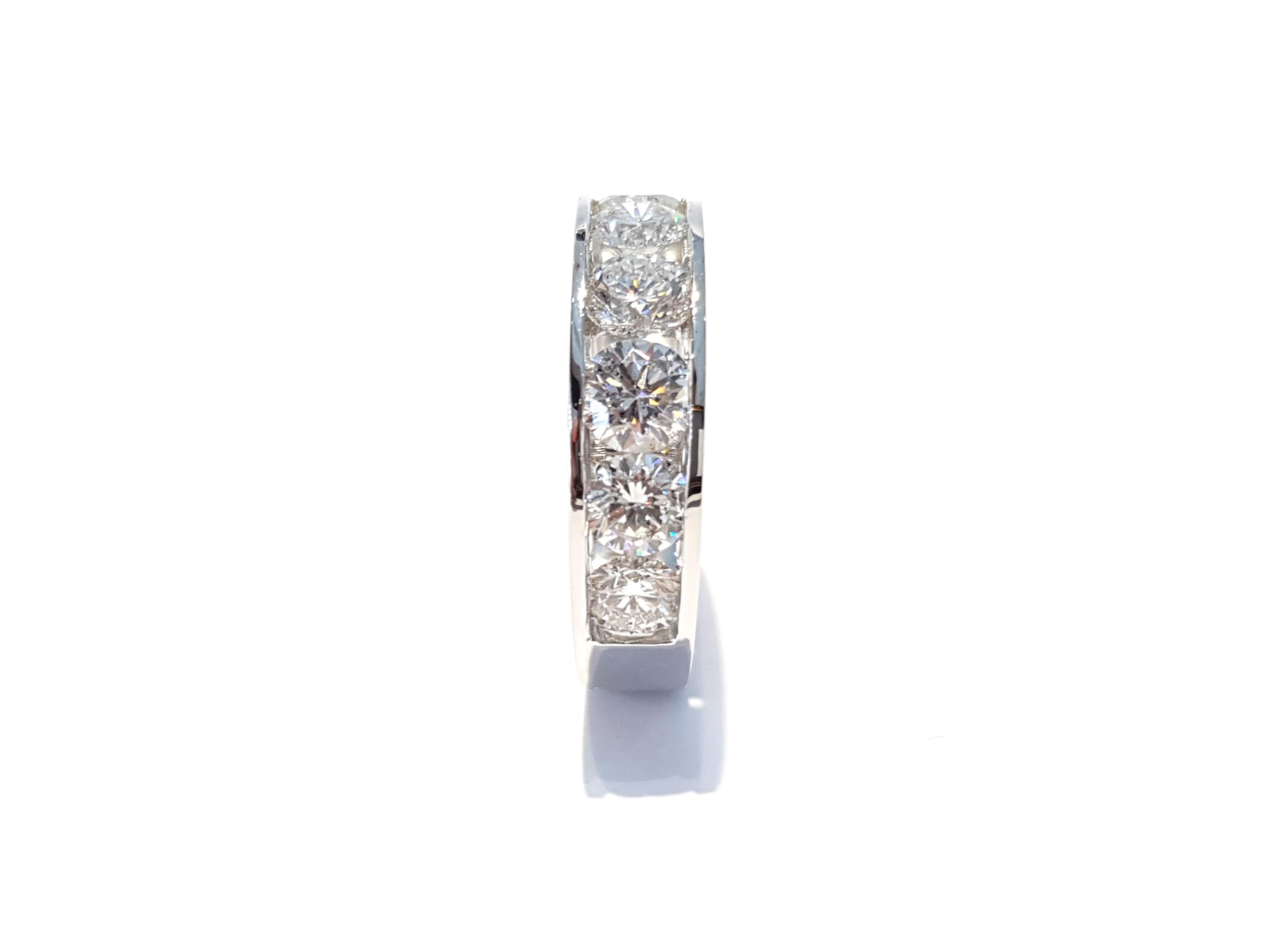 Round Cut 2.50 Carat Round Diamond Channel Set 18 Karat White Gold Half Eternity Ring  For Sale