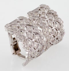 2.50 Carat Round Diamond Plaque Huggie Earrings with Omega Backs in White Gold