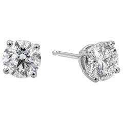 Used Roman Malakov 2.50 Carats Total Brilliant Round Shape Diamond Stud Earrings