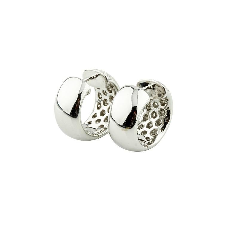 Round Cut 2.50 Carat Round Pave Diamond Hoop Earrings in White Gold For Sale