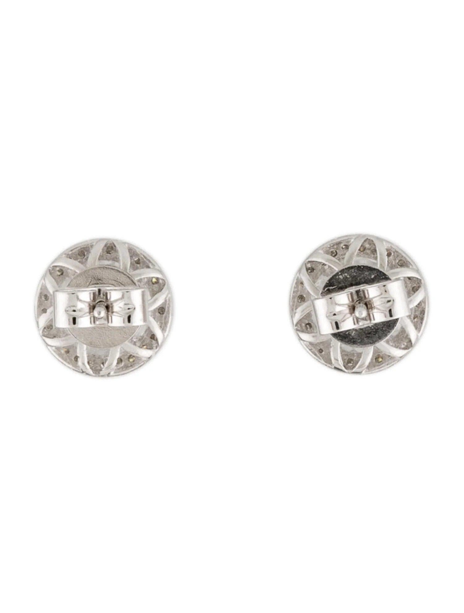 2.50 Carat Round White Topaz & Diamond White Gold Stud Earrings  In New Condition For Sale In Great Neck, NY