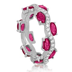 2.50 Carat Ruby and Diamond Wave Gold Band Ring