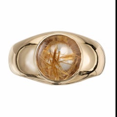 2.50 Carat Rutile Quartz Natural Yellow Dome Gold Ring