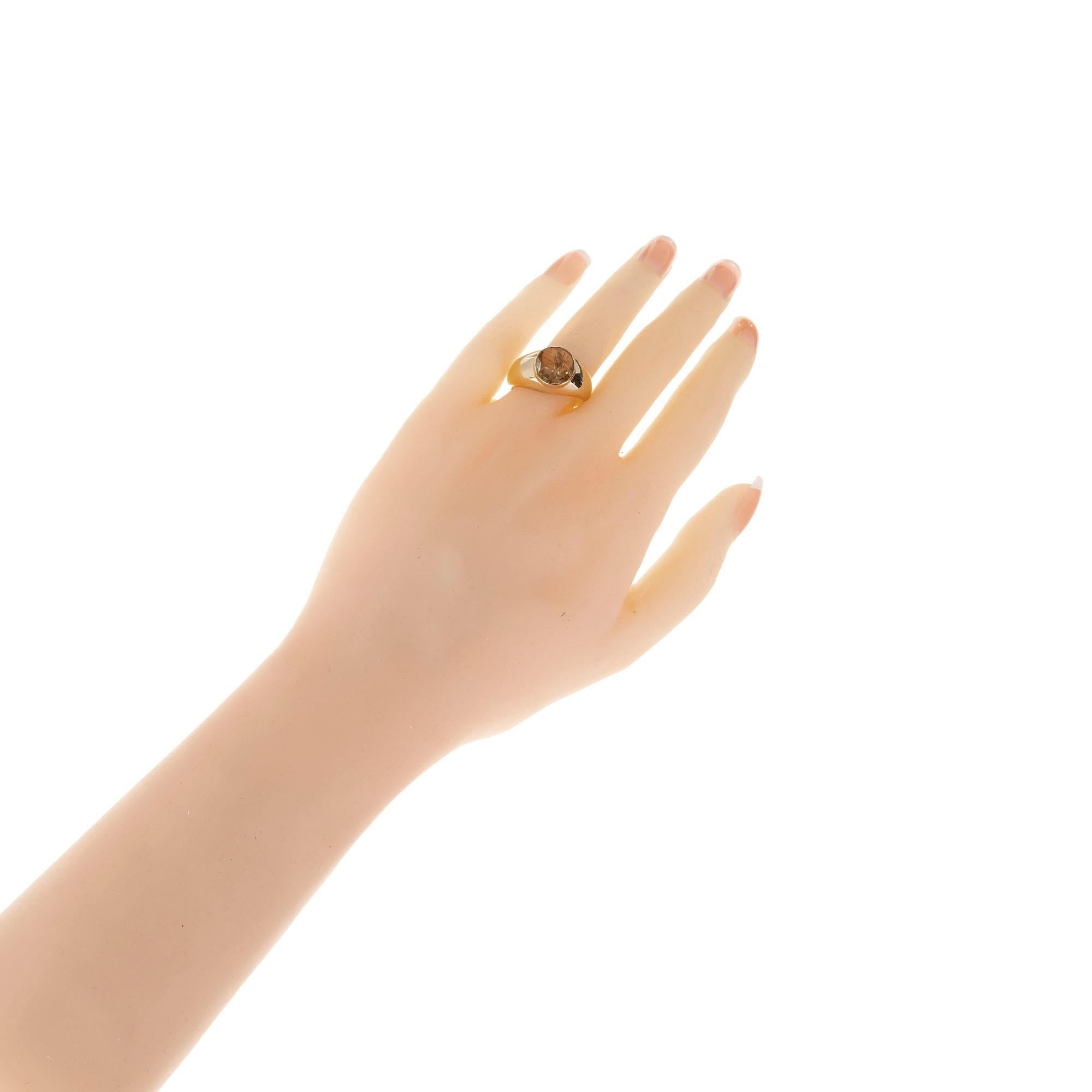 2.50 Carat Rutile Quartz Natural Yellow Dome Gold Ring For Sale 2
