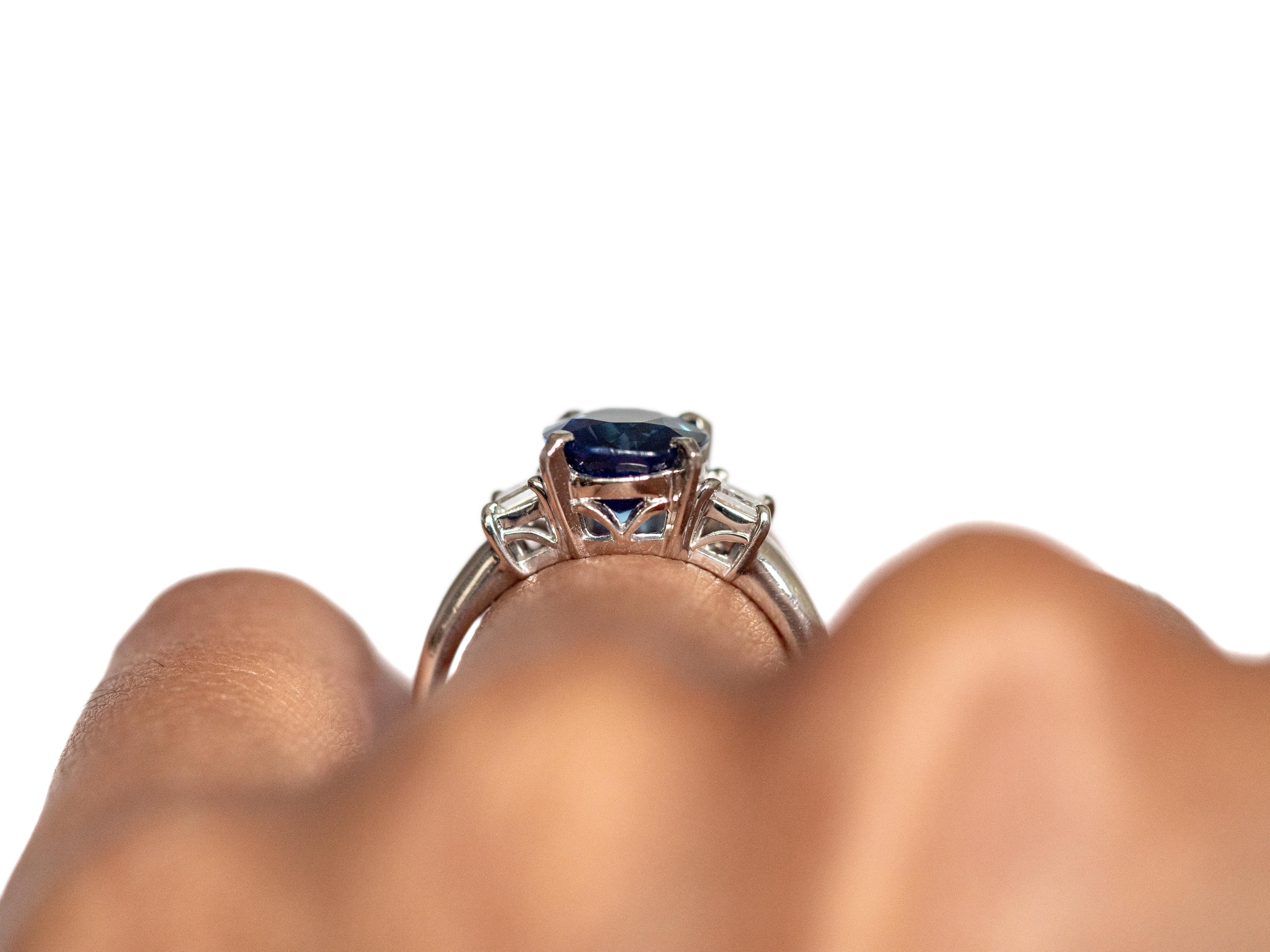 Women's or Men's 2.50 Carat Sapphire Platinum Engagement Ring For Sale