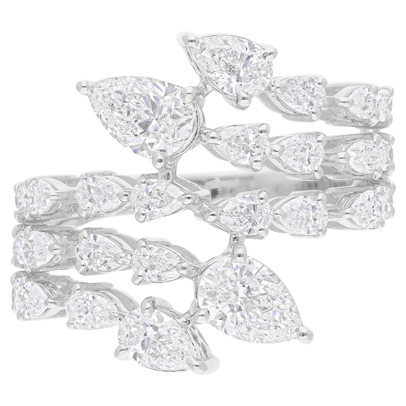 2,50 quilates SI Claridad HI Color Anillo de diamantes pera Joyas de oro blanco de 14 quilates