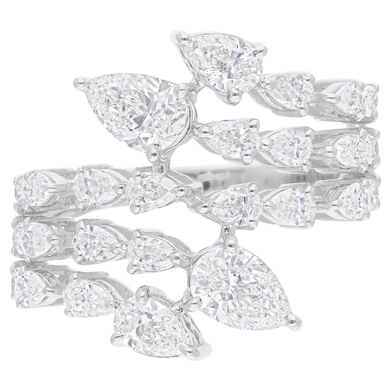 Bague en or blanc 18 carats avec diamant poire de 2,50 carats de pureté SI de couleur hi-colore