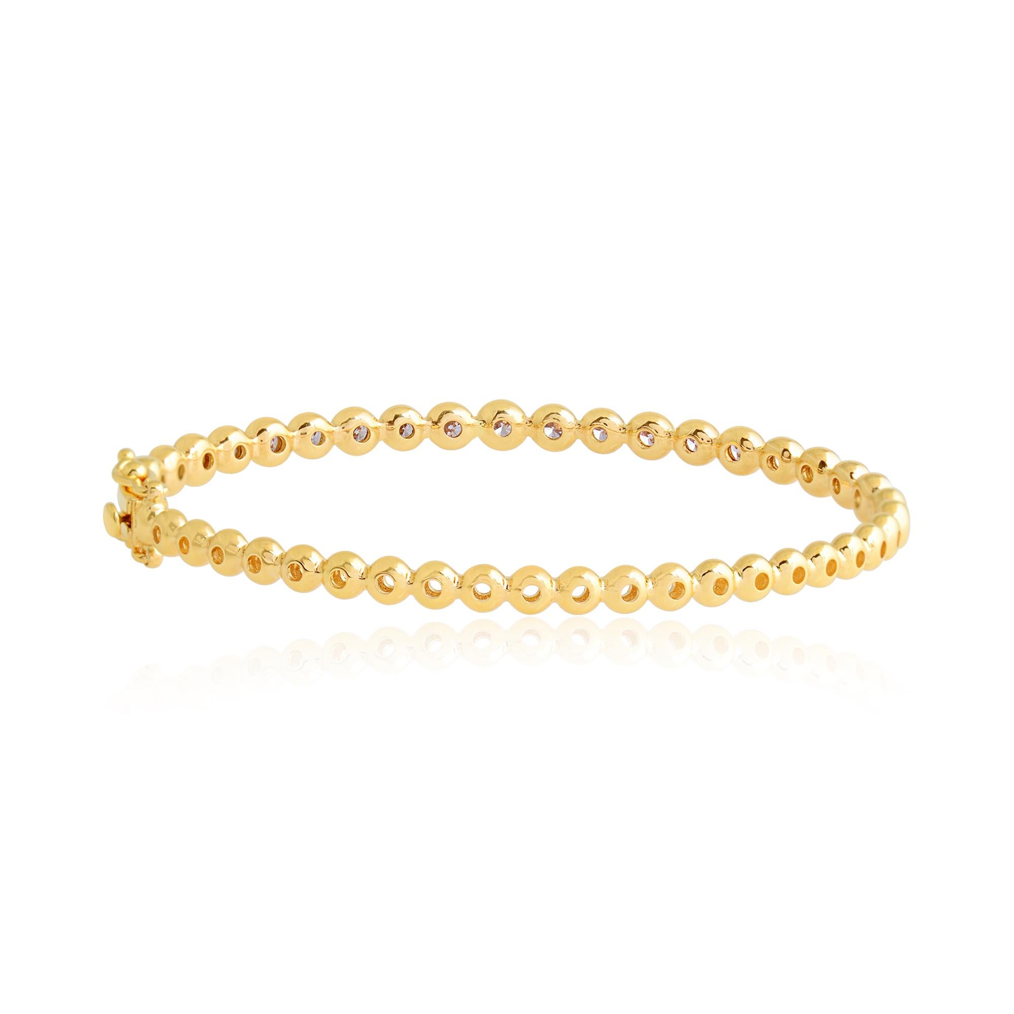 Taille ronde Bracelet simple ligne en or jaune 14 carats avec diamants naturels de 2,50 carats en vente