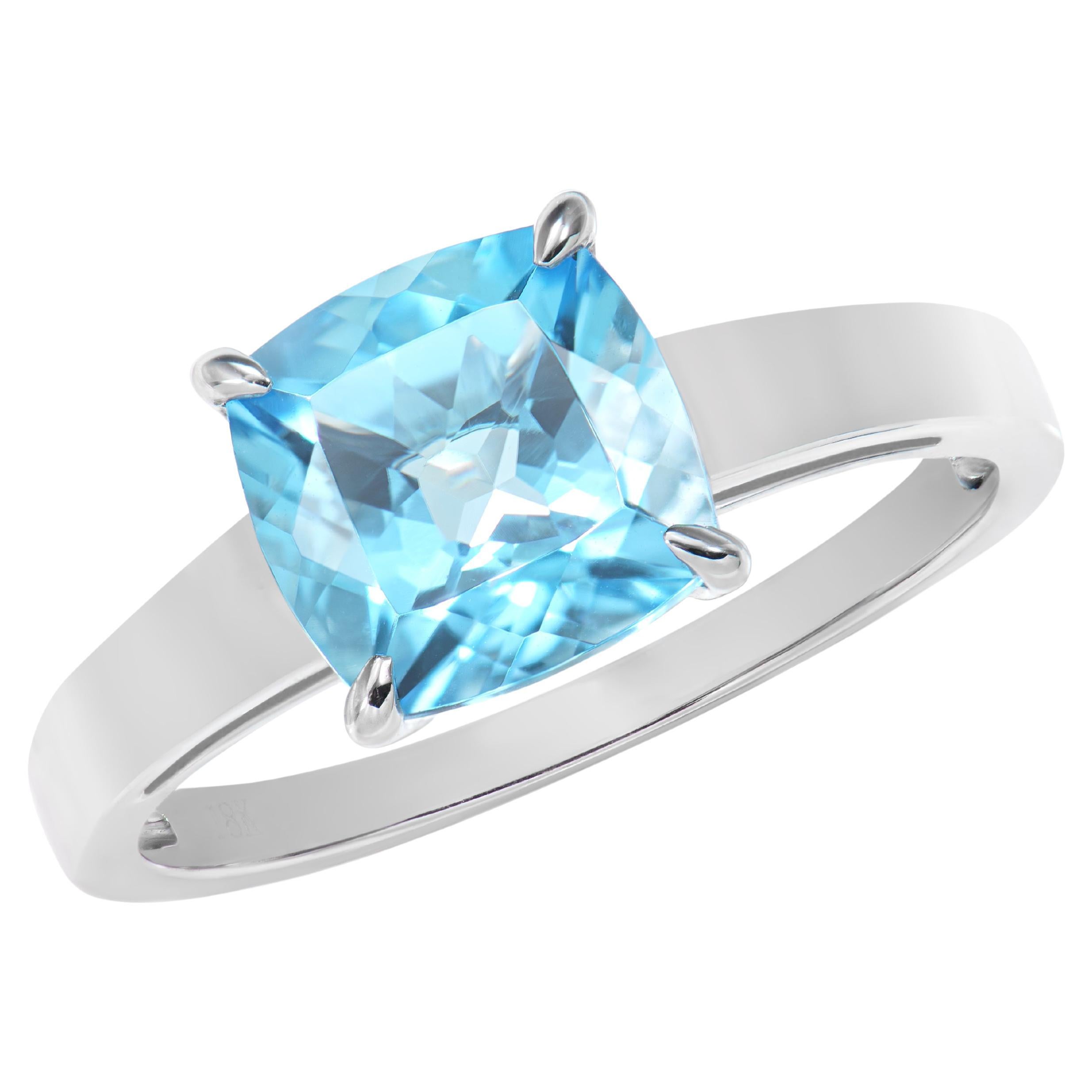 2.50 Carat Sky Blue Topaz Fancy Ring in 18Karat White Gold. For Sale