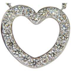 Pendentif et chaîne en forme de cœur en or 14 carats avec diamants brillants à bords lisses de 2,50 carats F/VS