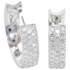 2.50 Carat Three-Row Diamond Hoop Earrings in 14 Karat Gold