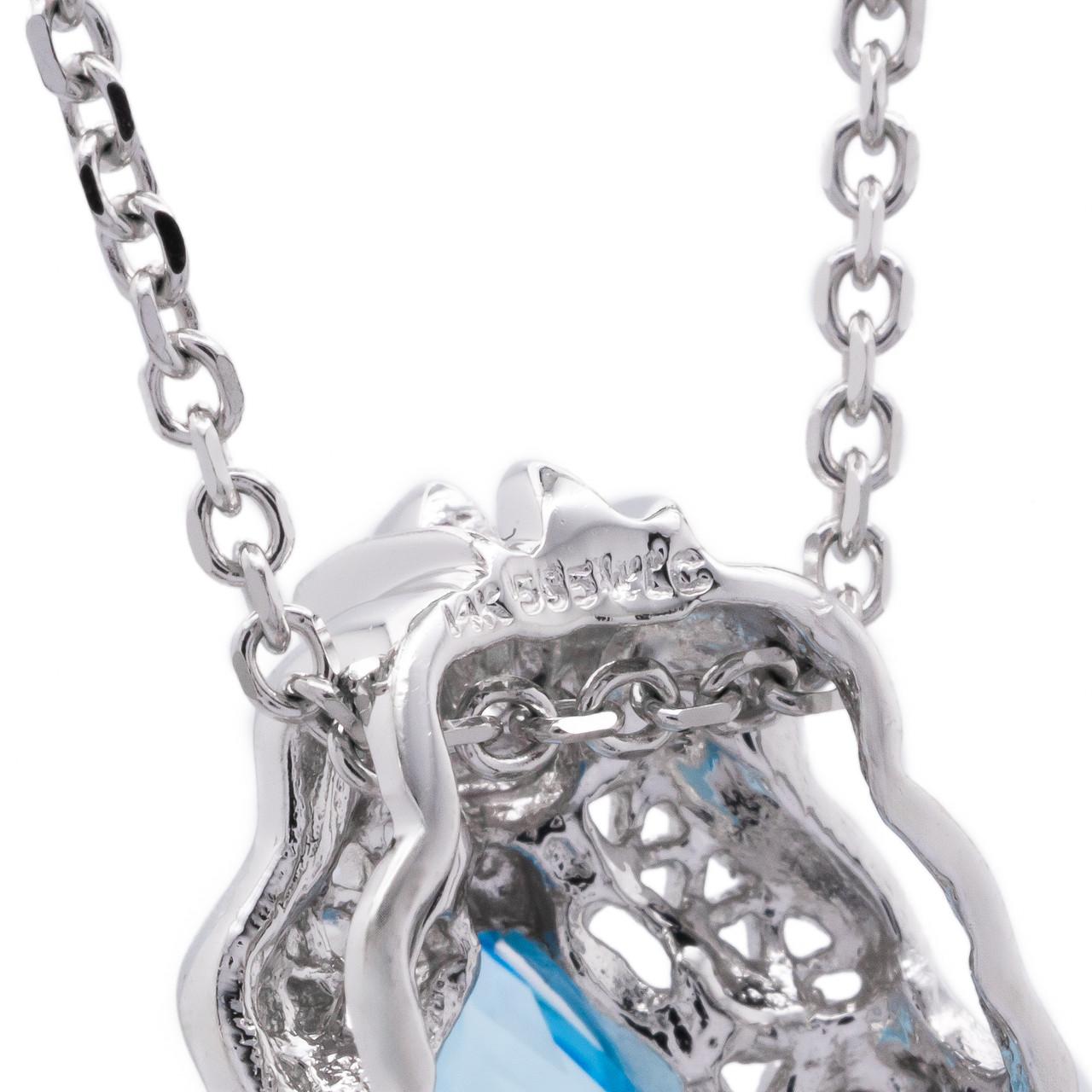2.50 Carat Topaz Sapphire Diamond White Gold Briolette Pendant Necklace In New Condition In Stamford, CT