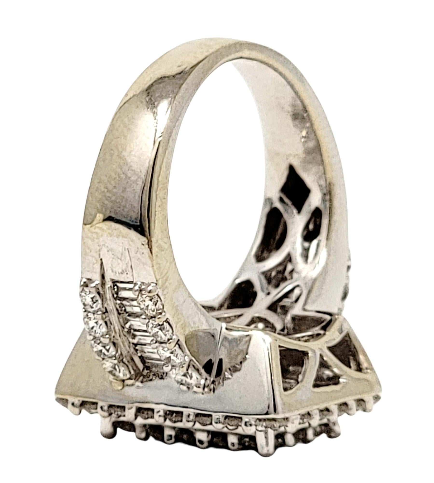 2.50 Carat Total Round Cut Diamond Rectangular Halo Ring in 14 Karat White Gold In Good Condition For Sale In Scottsdale, AZ